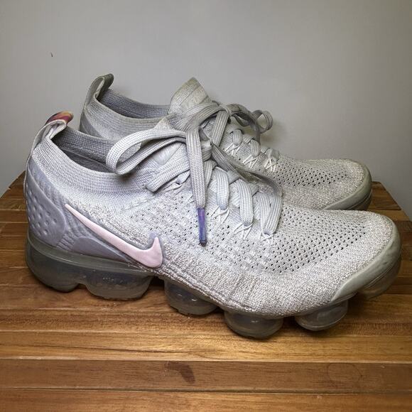 Nike Air Vapor Max Flyknit 2 Women’s 8.5 Pure Platinum Floral Shoe 942843-011 - Picture 1 of 14